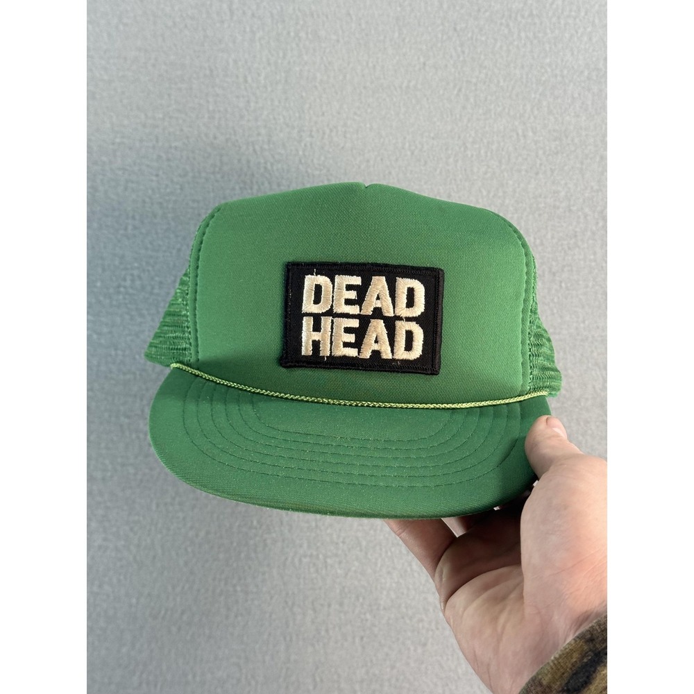 Vintage Dead Trucker Head Hat Cap Snap Back Mens One Size Green Mesh Headmost